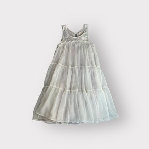 H&M Conscious Collection White Flowy Beaded Chiffon Mini Dress